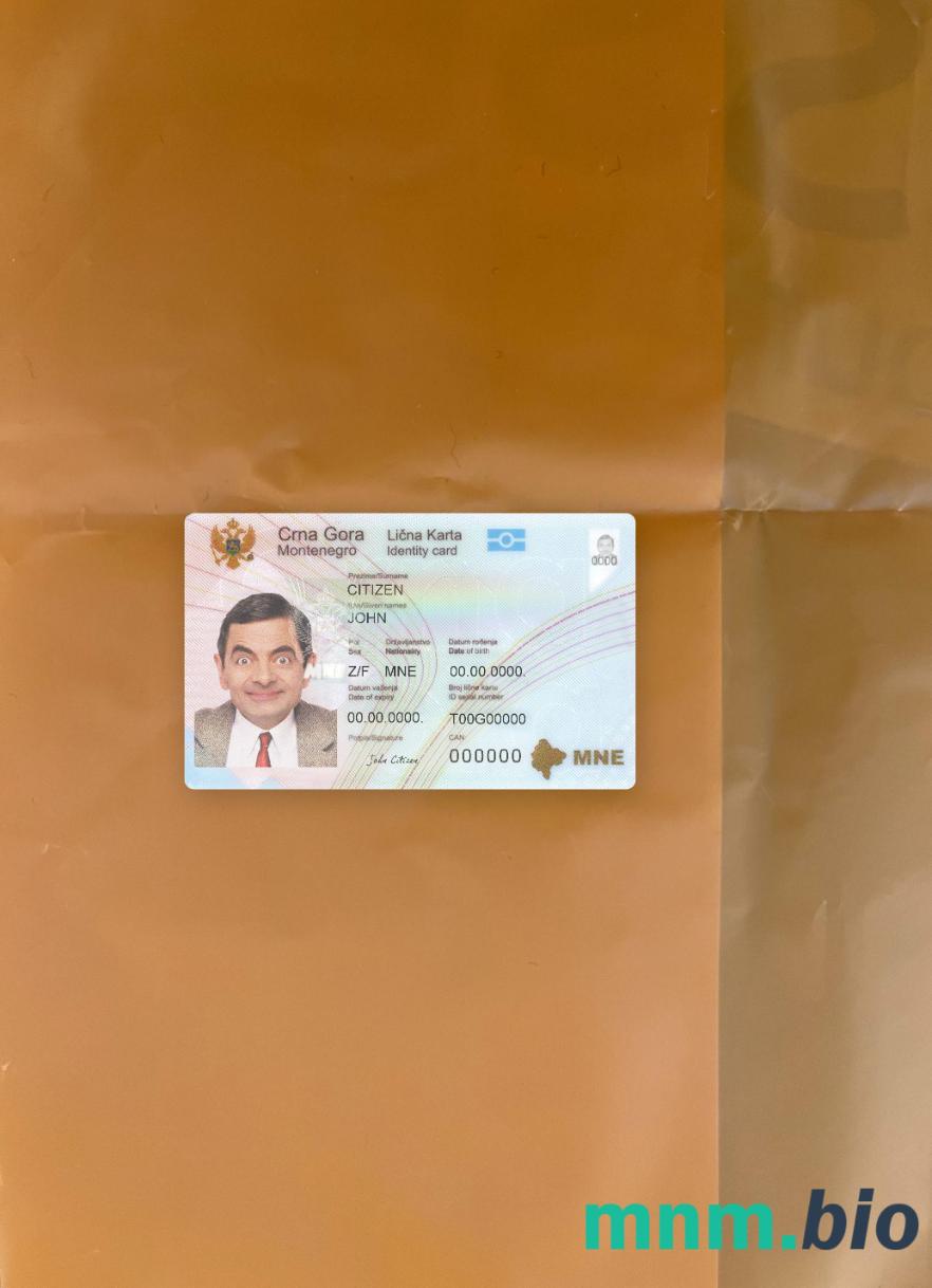 Czarnogóra karta ID fotowygląd szablon PSD